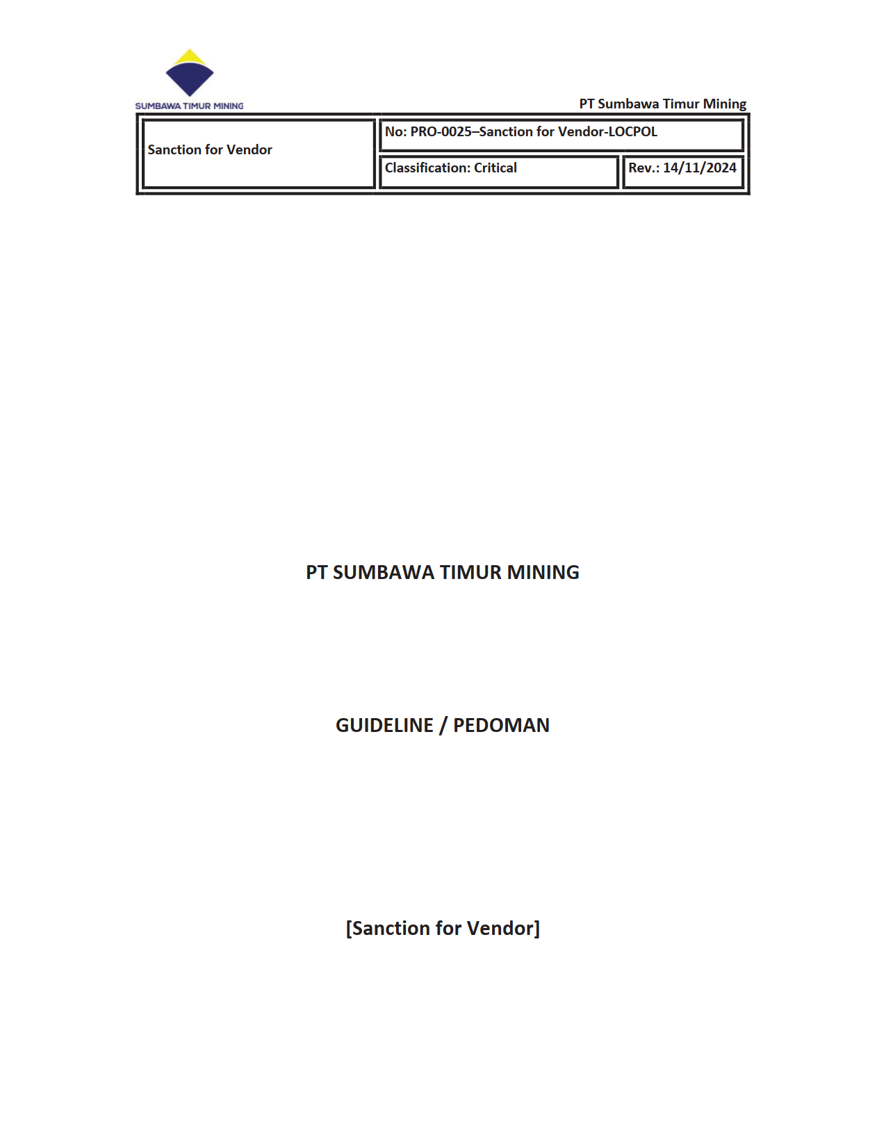 STM Vendor Guideline – Sanction for Vendor